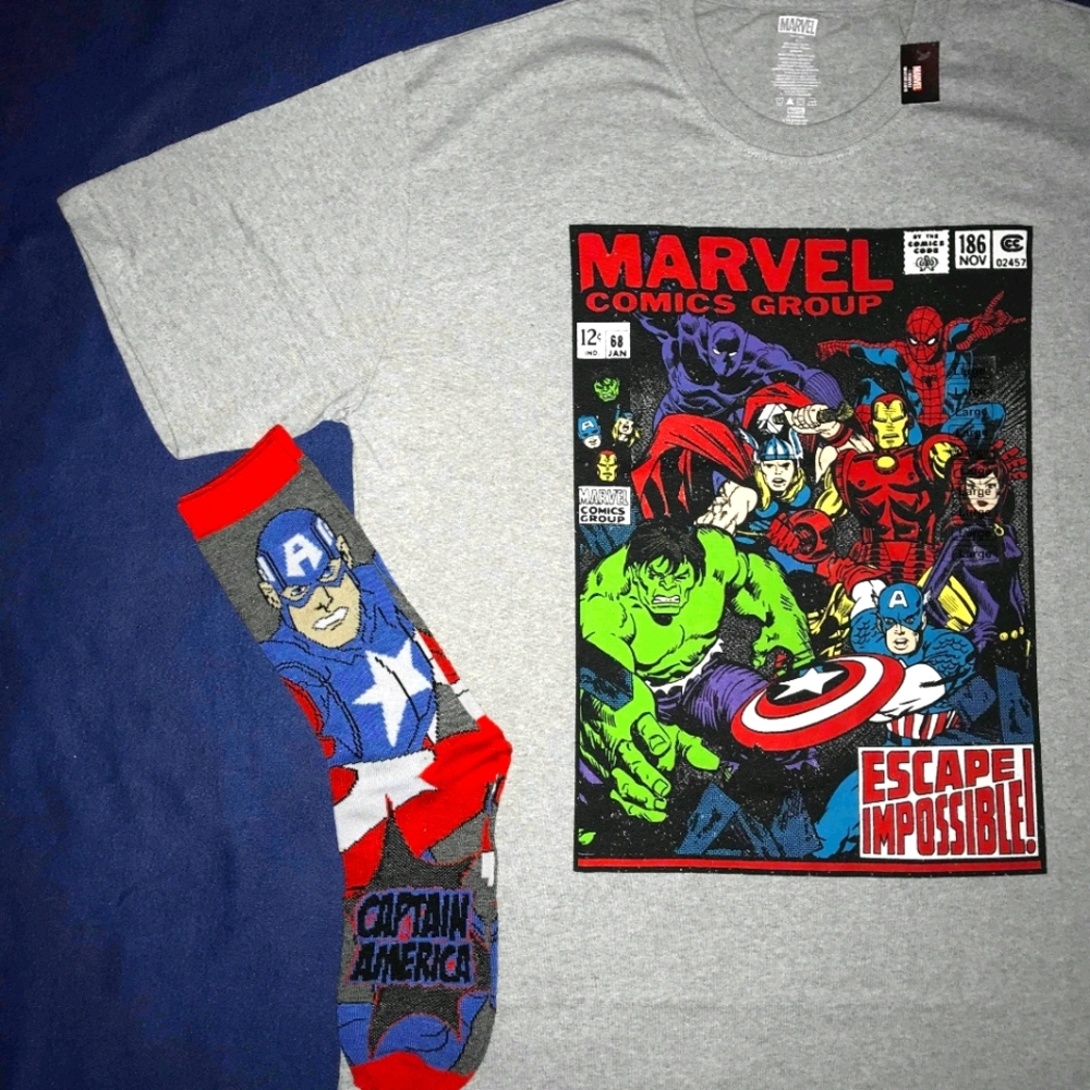 MARVEL CHARACTERS TEE & SOCKS
